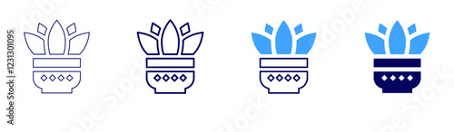 Pottery for plant icon in 4 different styles. Thin Line, Line, Bold, and Bold Line. Duotone style. Editable stroke