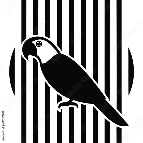  a bird silhouette on retro stipe background 