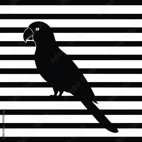  a bird silhouette on retro stipe background 