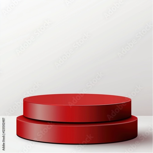 Red platform for showing product. 3d render