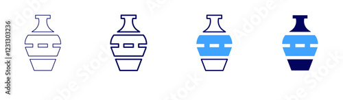 Rustic ceramic vases icon in 4 different styles. Thin Line, Line, Bold, and Bold Line. Duotone style. Editable stroke