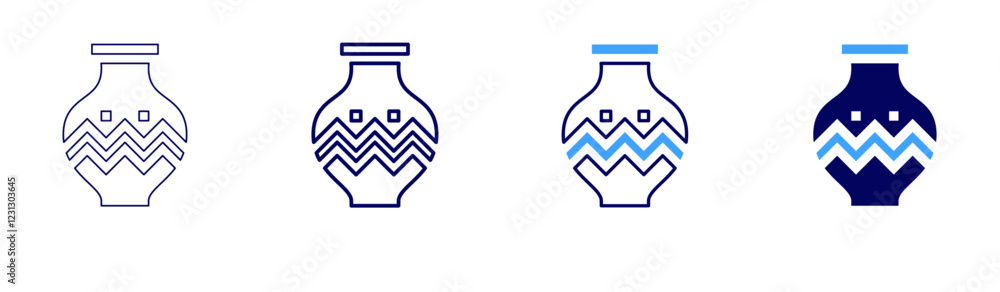 Underglaze pottery icon in 4 different styles. Thin Line, Line, Bold, and Bold Line. Duotone style. Editable stroke