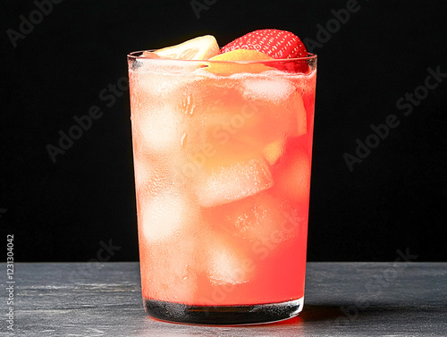 Refreshing cocktail with fruit on display in a glass photo