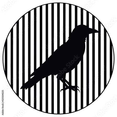  a bird silhouette on retro stipe background 