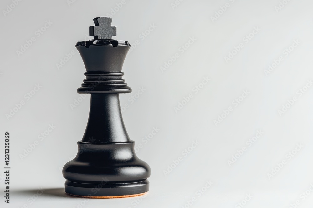 Black Chess King Piece Standing Alone on Light Background Black Chess King Piece Standing Alone on Light Background
