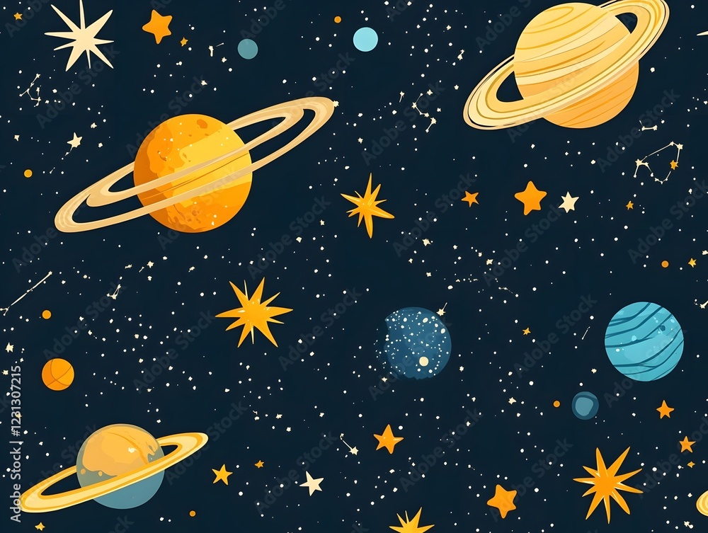 Seamless Cosmic Space and Stars Pattern Background for Digital Design and Astrophysical Seamless Cosmic Space and Stars Pattern Background for Digital Design and Astrophysical
