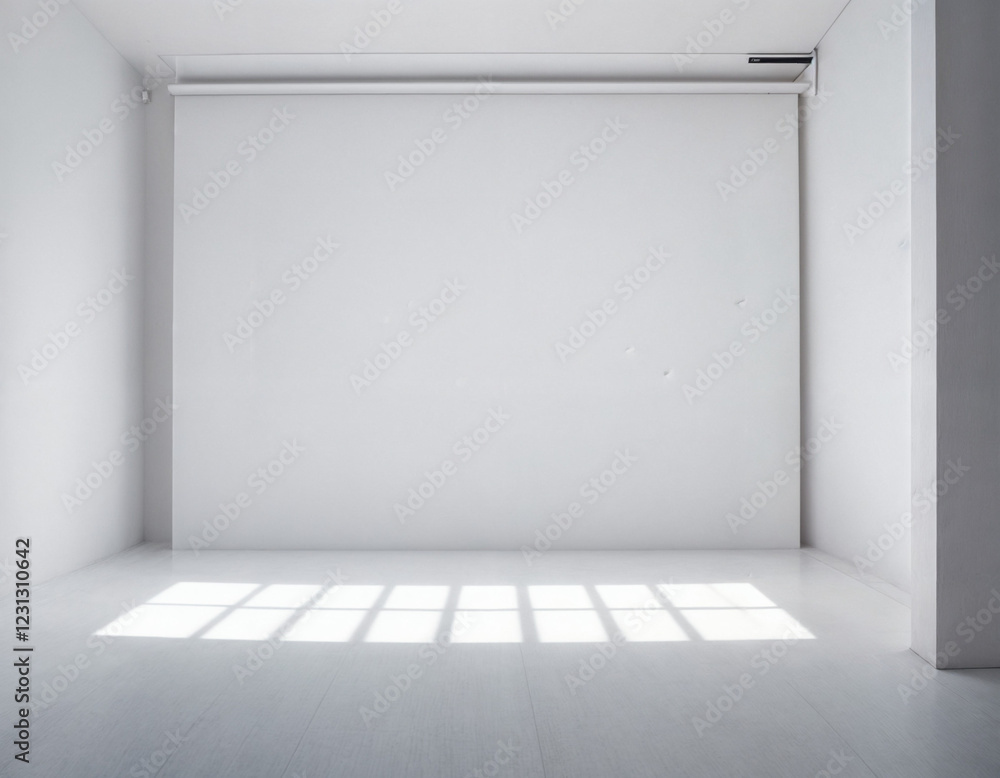 Minimalist White Empty Studio with Dynamic Light Shadows Minimalist White Empty Studio with Dynamic Light Shadows