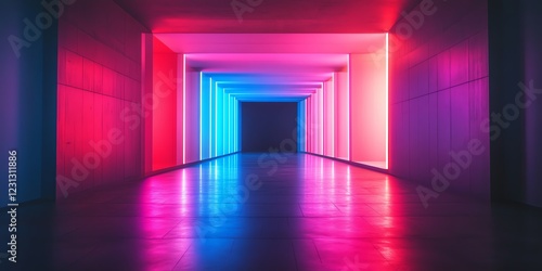 Blurred background  colored light  magenta in the middle  cyan outside and black