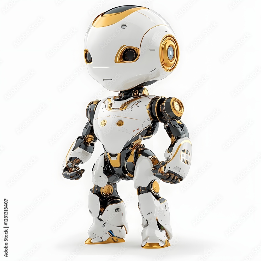 Robot Pondering with Transparent Futuristic Background Robot Pondering with Transparent Futuristic Background