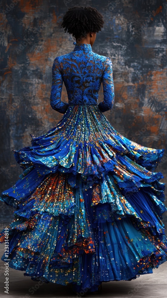 Fototapeta premium Modern Cultural Fusion Dress with Bold Fashion