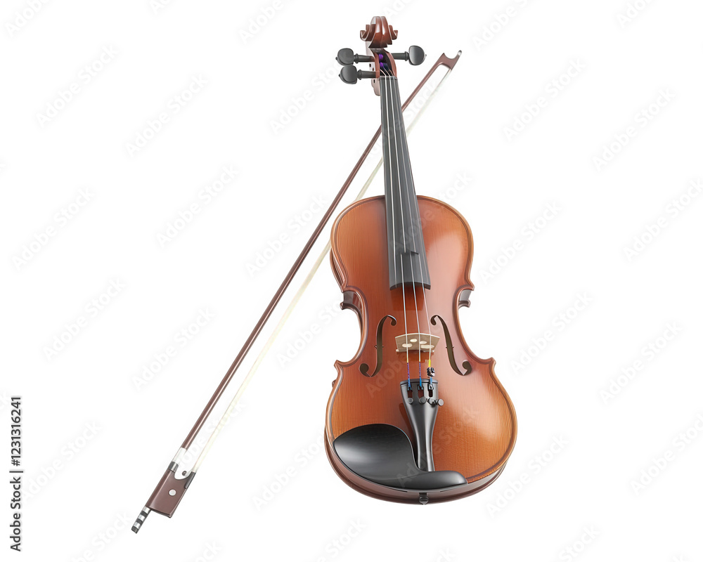 Fototapeta premium violin with bow, timeless orchestral instrument, showcases craftsmanship and elegance, perfect for music lovers and performers alike