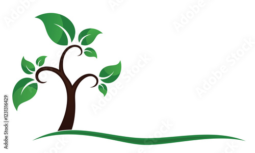 The symbol of a garden tree with green leaves.