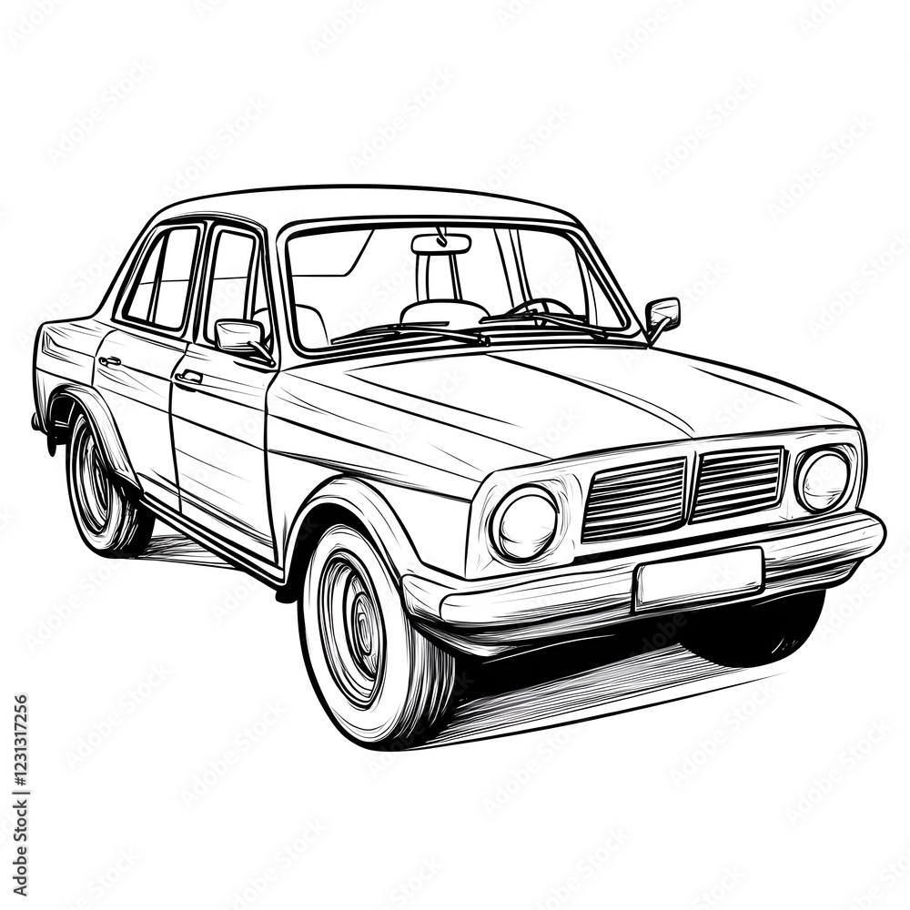 Fototapeta premium Minimalist Outlined Vehicle Drawing for Kids Coloring Book or Design