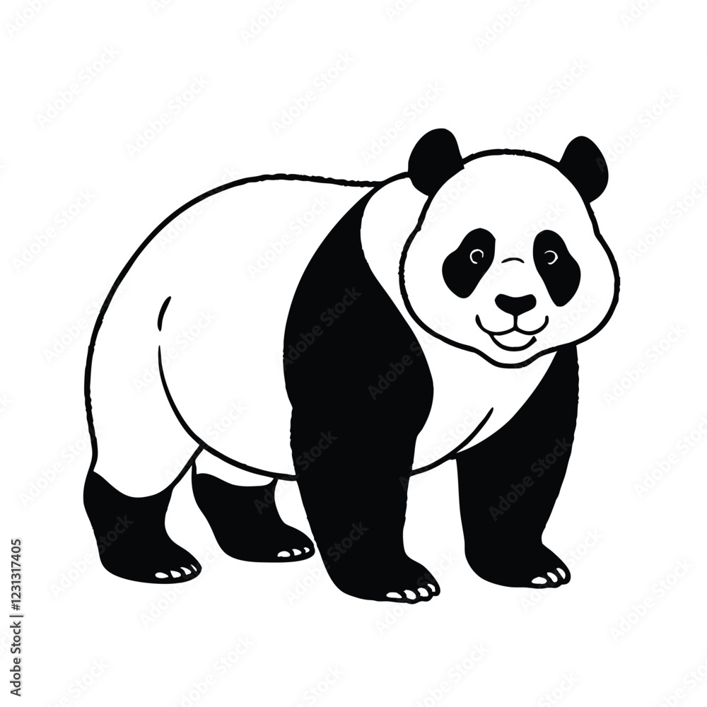 Fototapeta premium illustration of a panda isolated line art vector
