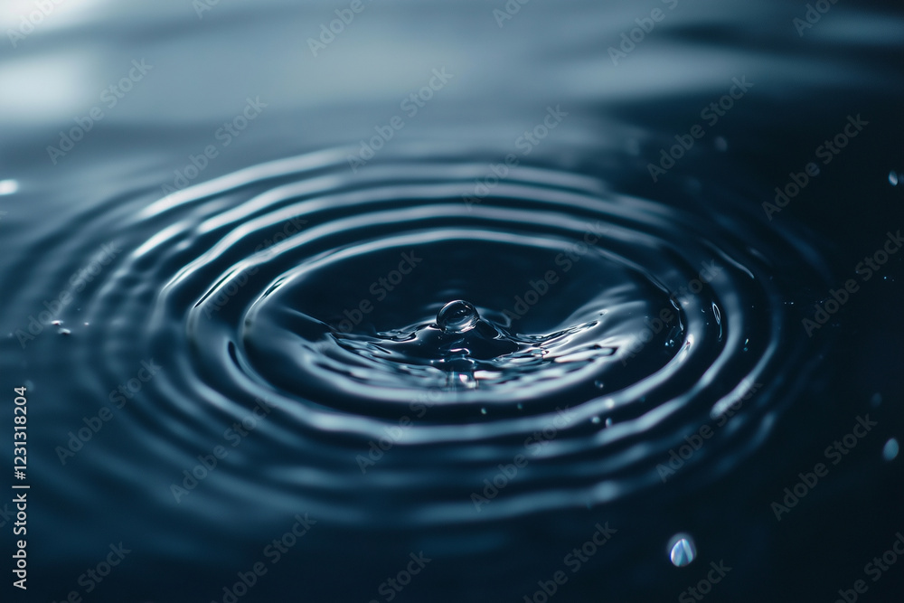 drop of water is falling into a large body of water. The water is calm and still, with no ripples or waves. The drop of water is small and clear, and it seems to be the only thing in the scene drop of water is falling into a large body of water. The water is calm and still, with no ripples or waves. The drop of water is small and clear, and it seems to be the only thing in the scene