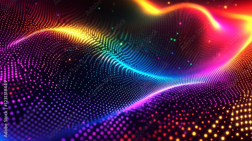 rainbow neon abstract background, floating luminous orbs, halftone dot pattern, glowing light particles, vibrant spectrum gradient, magical sparkles, digital art, ethereal bokeh effect, cosmic rainbow neon abstract background, floating luminous orbs, halftone dot pattern, glowing light particles, vibrant spectrum gradient, magical sparkles, digital art, ethereal bokeh effect, cosmic
