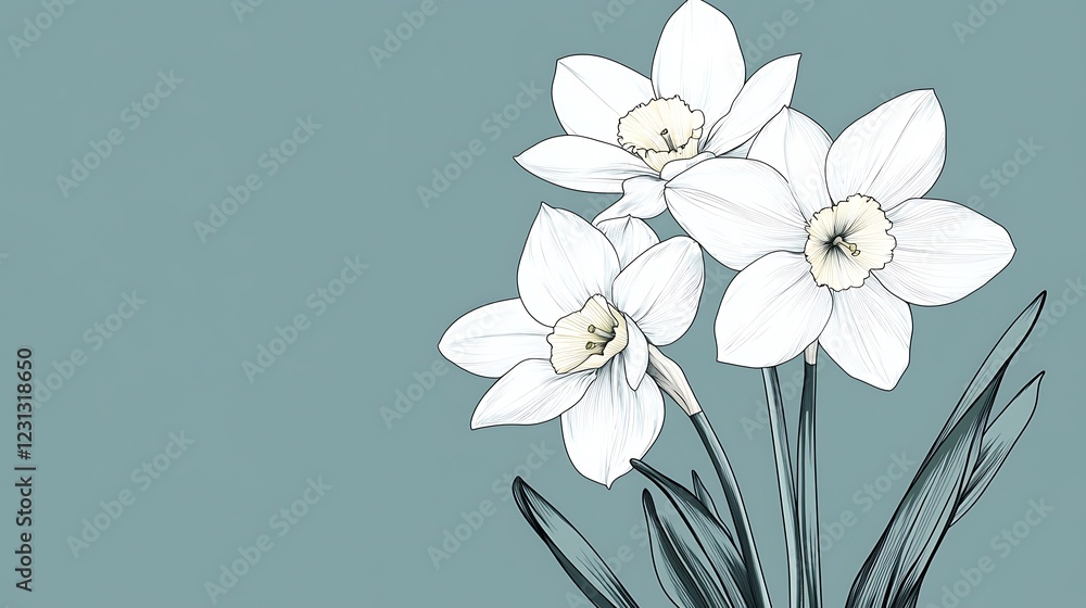 Fototapeta premium White Daffodils Illustration Background