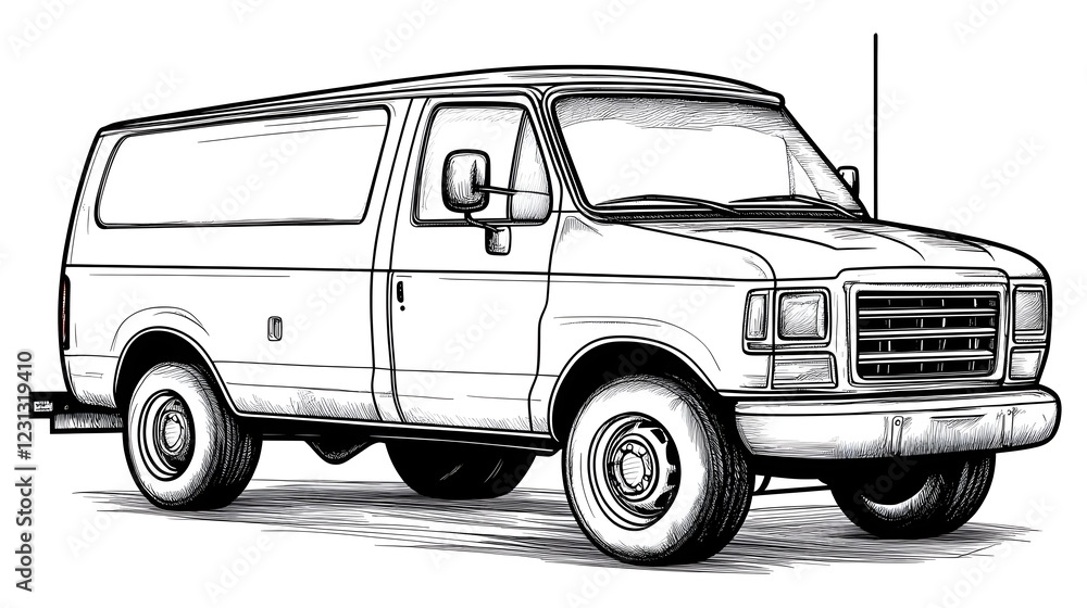 Monochrome Outline Drawing of a Utility Vehicle for Kids Coloring and Learning Monochrome Outline Drawing of a Utility Vehicle for Kids Coloring and Learning