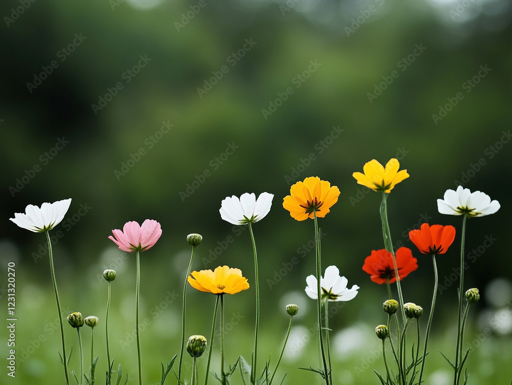 Fototapeta premium Colorful flowers blooming in a lush garden during spring