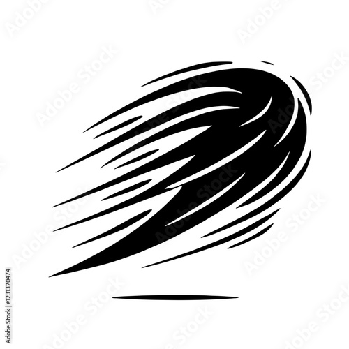 Abstract Speed: A bold and dynamic black and white illustration of a  fast-moving object leaving a streak of motion, symbolizing speed, energy, and momentum.