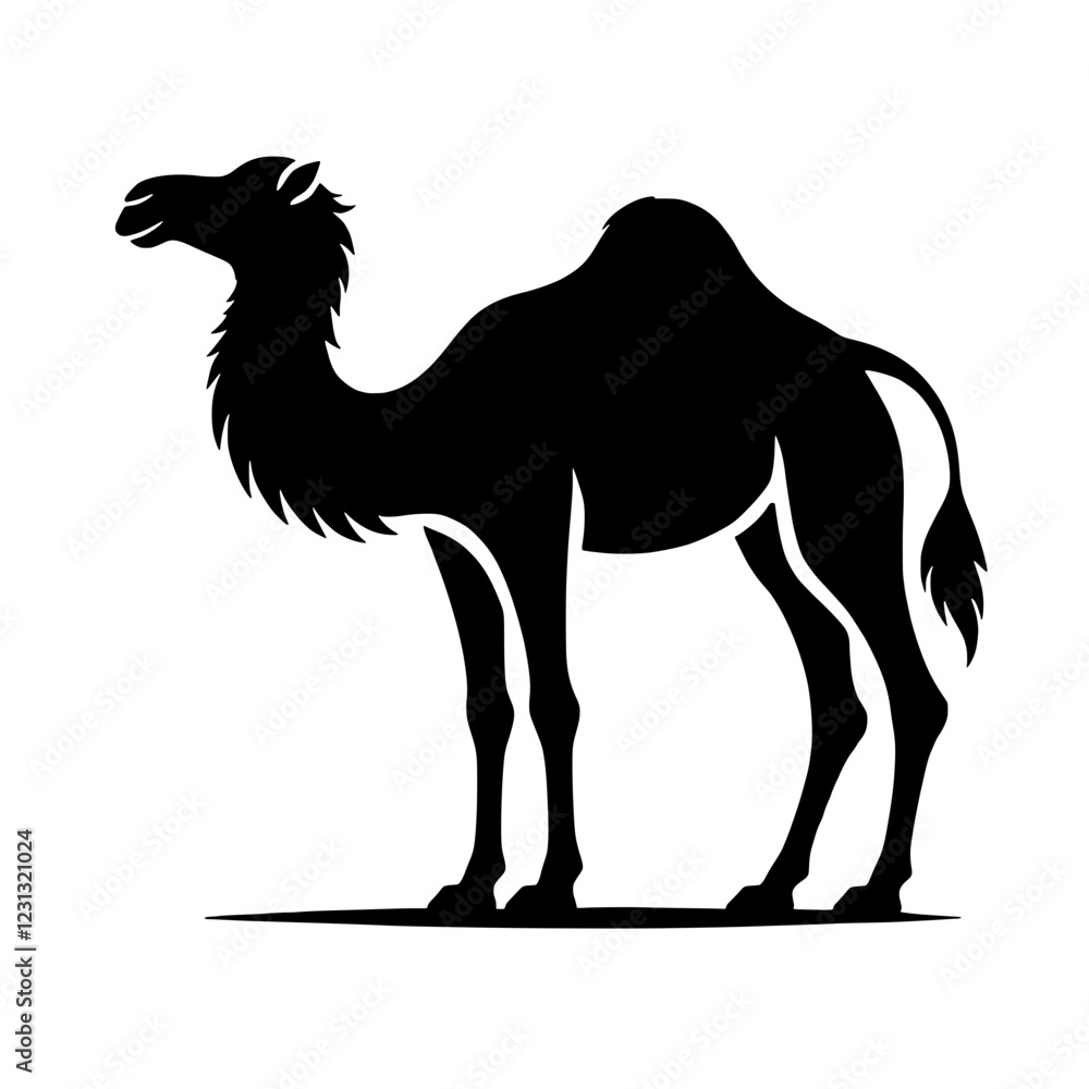 Fototapeta premium Camel Silhouette: A strong and elegant silhouette of a camel, a powerful symbol of resilience, adaptation, and endurance in the harsh desert environment.