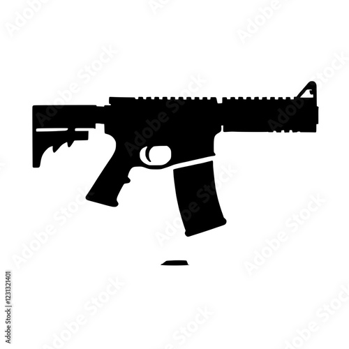 AR-15 Silhouette: A stark black silhouette of an AR-15 rifle, sharply defined against a plain background.  A powerful and minimalist image.