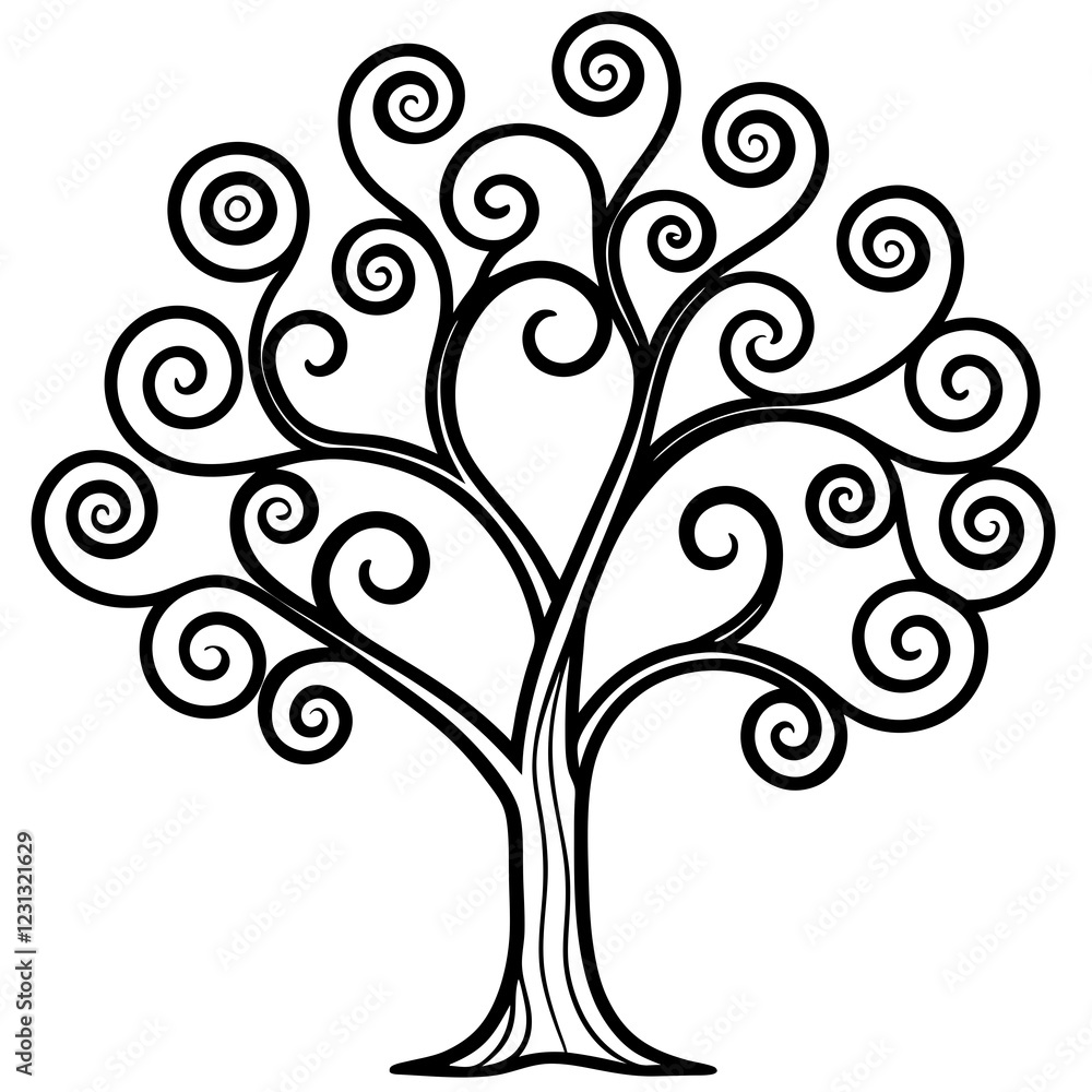 Decorative Tree with Flowing Patterns Vector Decorative Tree with Flowing Patterns Vector
