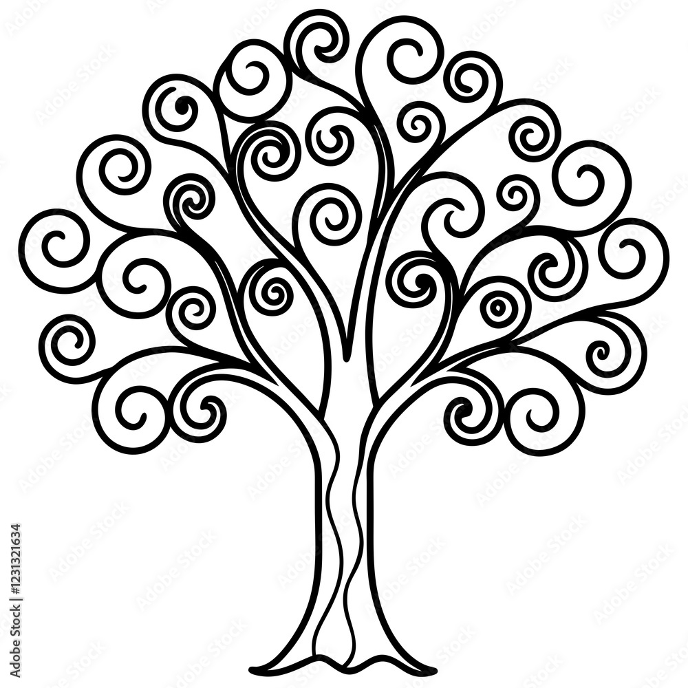 Decorative Tree with Flowing Patterns Vector Decorative Tree with Flowing Patterns Vector