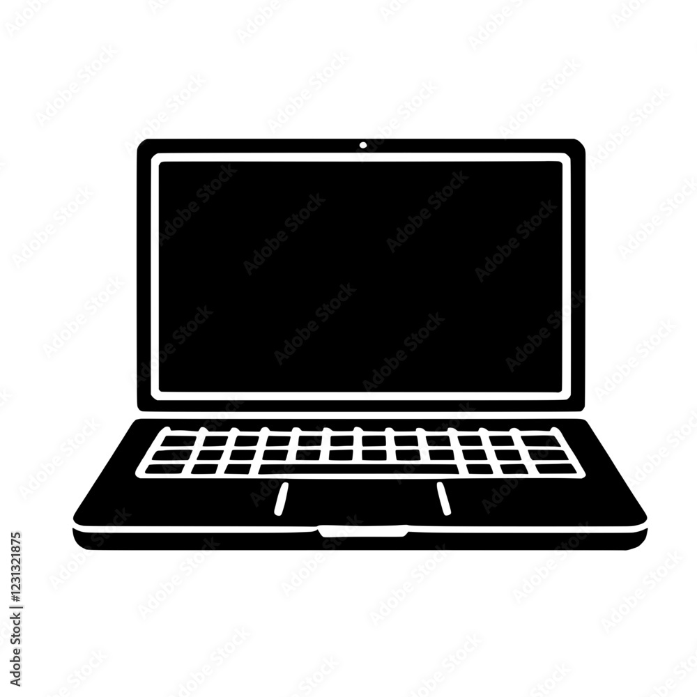 Laptop Silhouette: A clean and modern silhouette of a laptop, emphasizing its sleek design and minimalist aesthetics. Perfect for representing technology, connectivity, and digital lifestyle. Laptop Silhouette: A clean and modern silhouette of a laptop, emphasizing its sleek design and minimalist aesthetics. Perfect for representing technology, connectivity, and digital lifestyle.