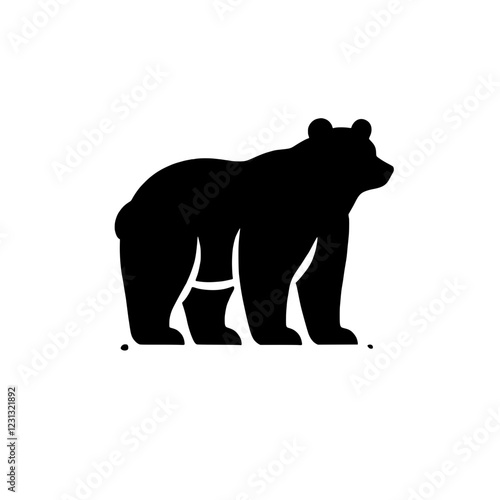 Black Bear Silhouette: A bold, minimalist silhouette of a powerful black bear standing strong and proud, evoking a sense of primal strength, wildness, and resilience.