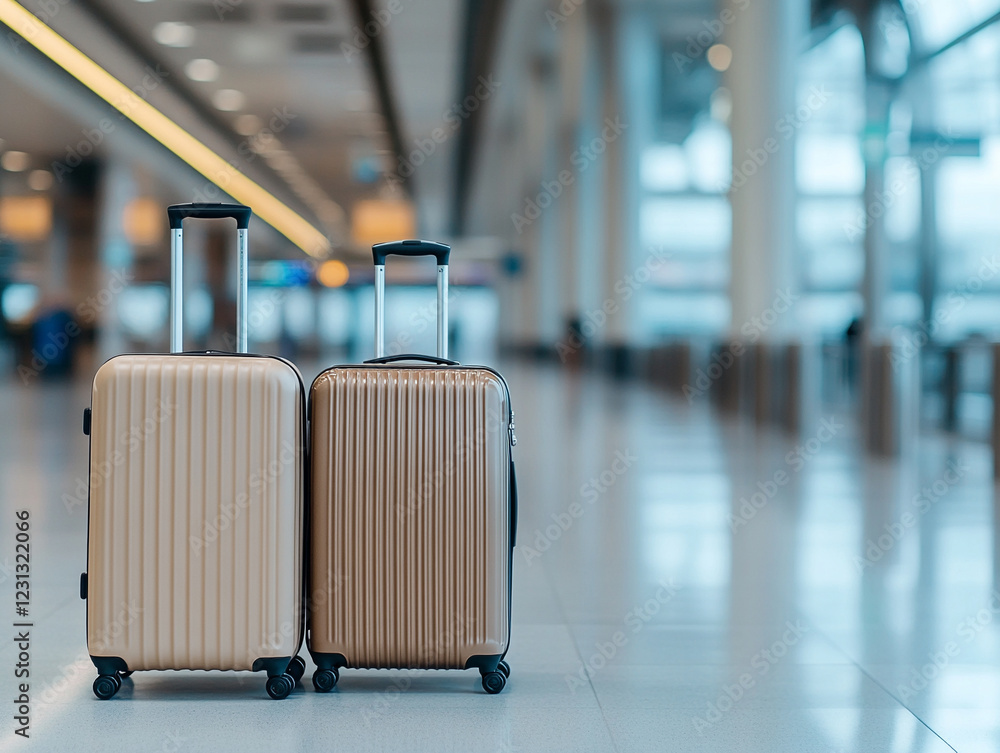 Luggage waiting at a modern airport terminal Luggage waiting at a modern airport terminal