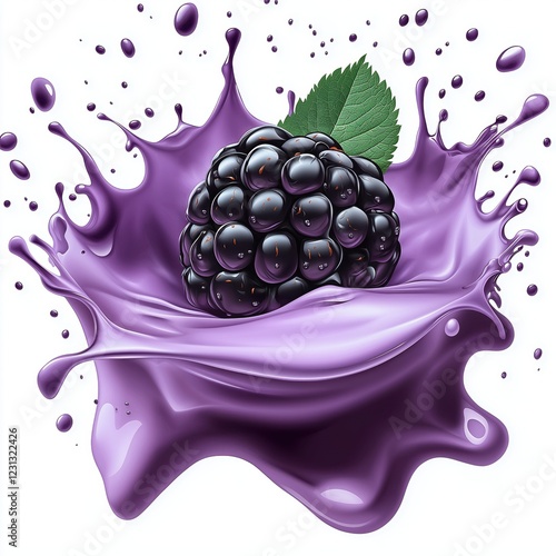 blueberries falling into a splashing purple juice