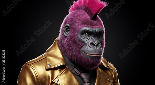 portrait of pink punk gorilla photo