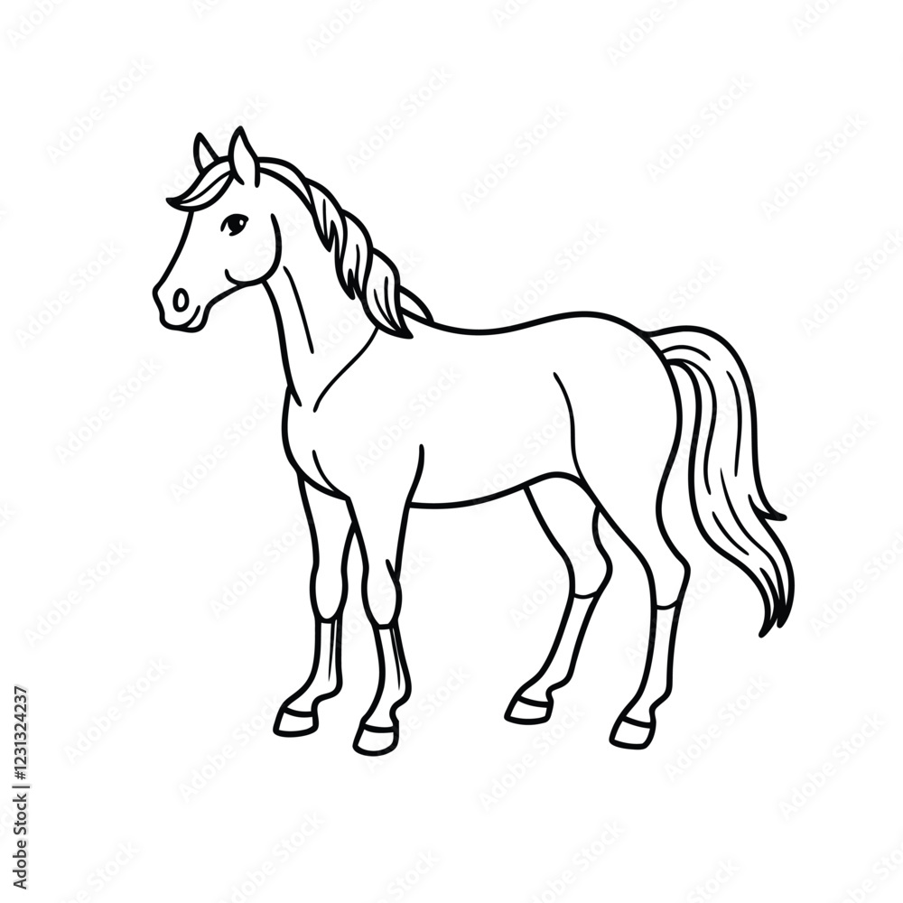 horse isolated line art vector on white background horse isolated line art vector on white background