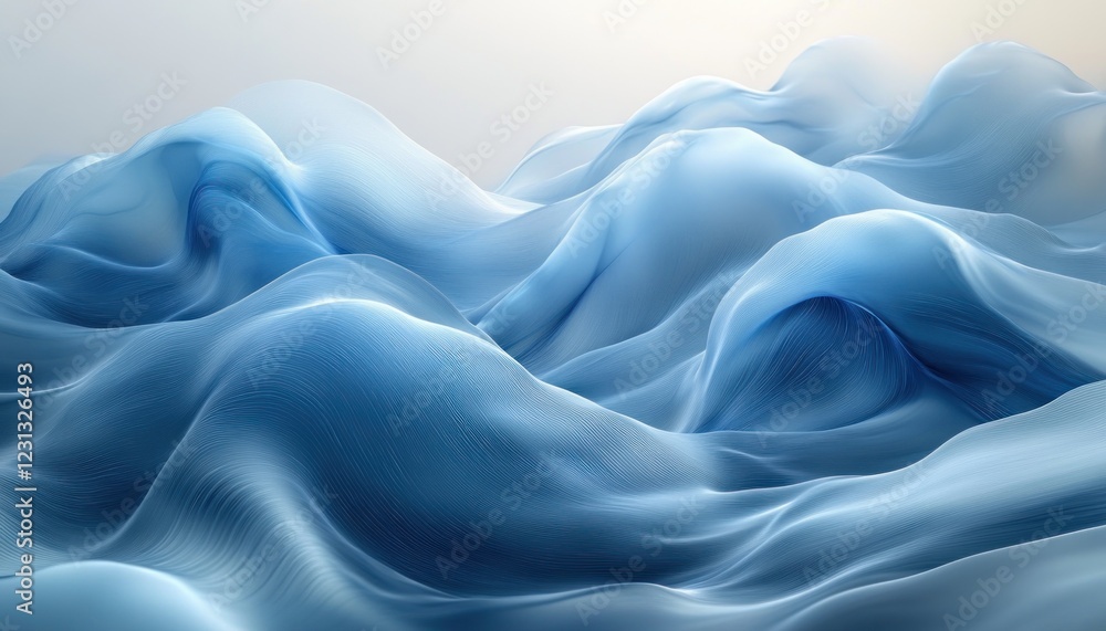 Obraz premium Abstract Blue and White Waves Flowing Background Minimalistic Design
