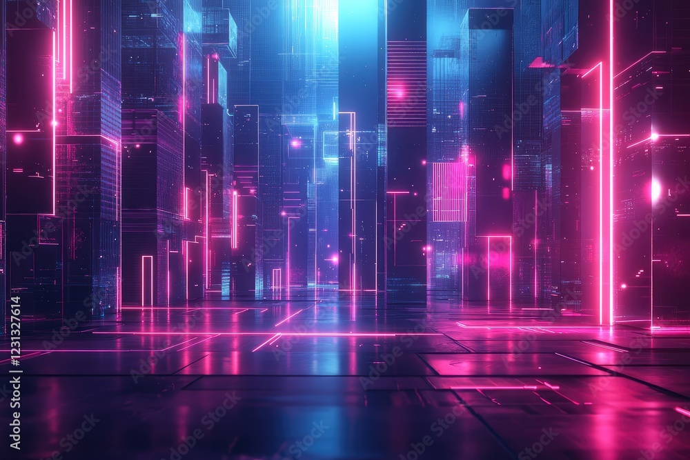 Wireframe designs with a futuristic touch, incorporating geometric shapes and neon colors to create a high-tech, digital aesthetic Wireframe designs with a futuristic touch, incorporating geometric shapes and neon colors to create a high-tech, digital aesthetic