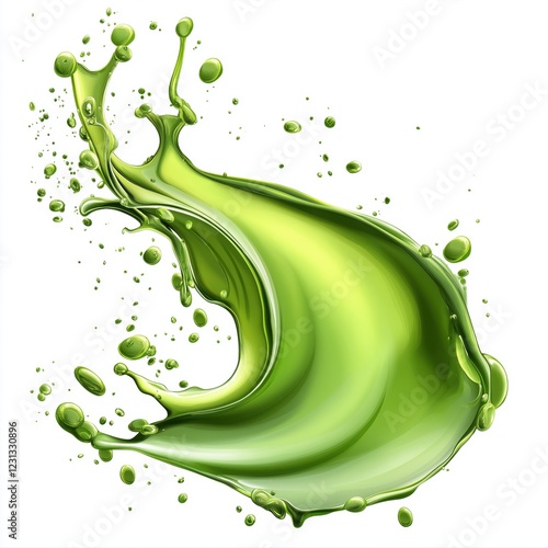 green juice splash on white background