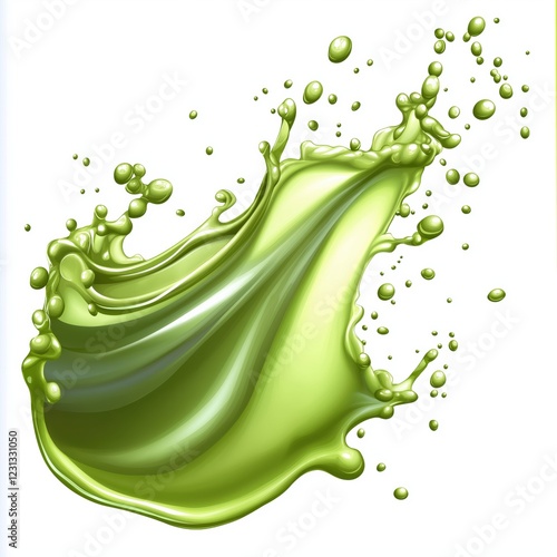green juice splash on white background