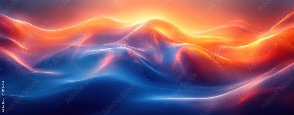 Obraz premium Abstract Wave Pattern with Blue and Orange Contrast in Soft Ambient Lighting