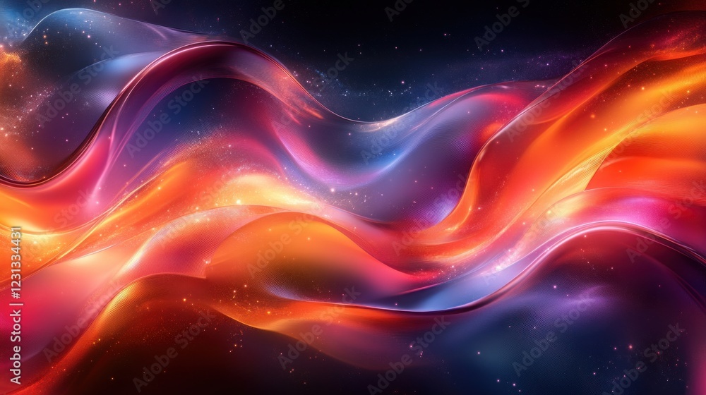 Surreal Abstract Composition with Metallic Ribbons and Ethereal Lighting Surreal Abstract Composition with Metallic Ribbons and Ethereal Lighting