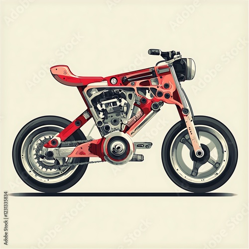 Red custom motorcycle graphic design photo