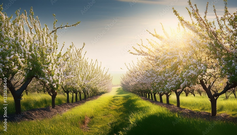 Blooming Trees and Fresh Leaves Background Blooming Trees and Fresh Leaves Background