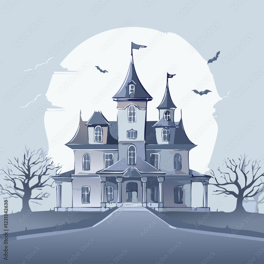 Obraz premium Spooky Haunted Mansion Vector illustration