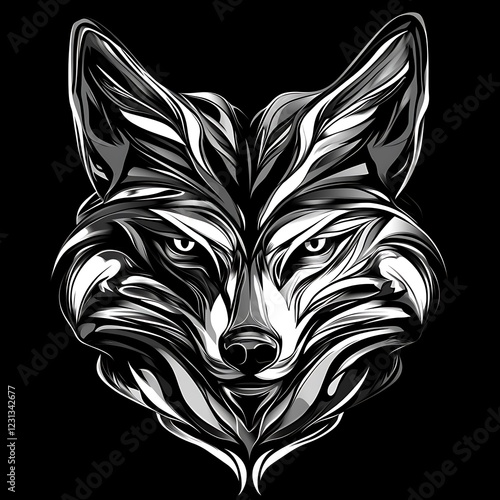 Abstract stylized fox head graphic art photo