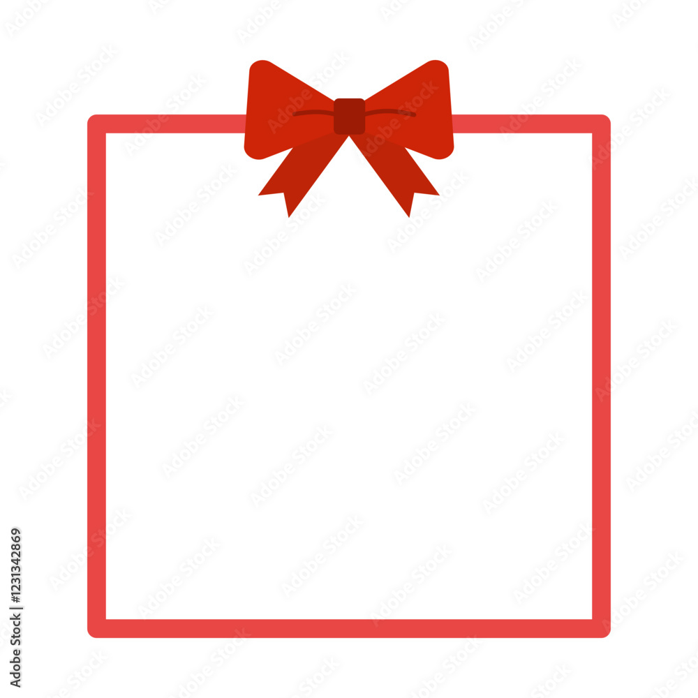 Red ribbon square border frame template. Holiday celebration, gift, anniversary concepts. Flat decorative vector design isolated illustration. Red ribbon square border frame template. Holiday celebration, gift, anniversary concepts. Flat decorative vector design isolated illustration.