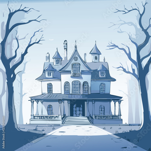 Spooky Haunted Mansion Vector illustration