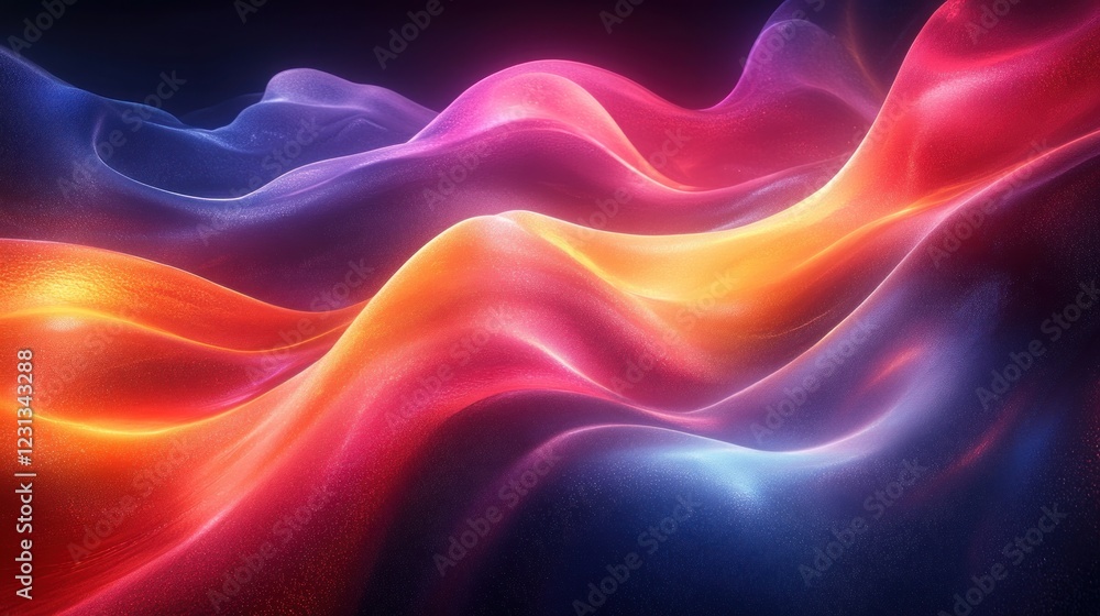 Obraz premium Luminous Abstract Curved Shapes in Vibrant Neon Colors with Soft Backlighting