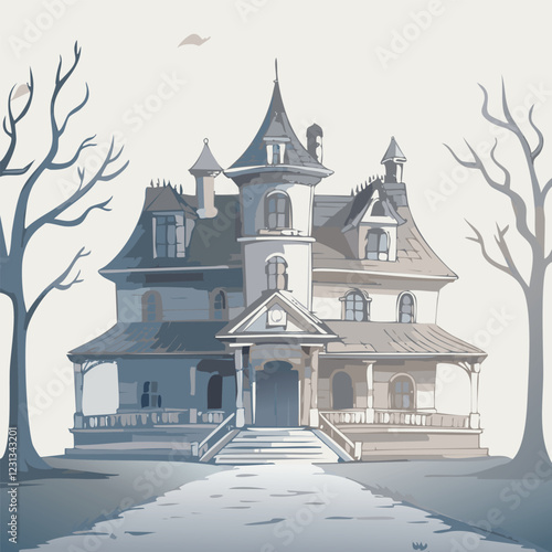 Spooky Haunted Mansion Vector illustration