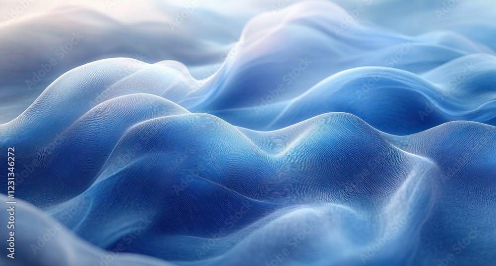 Obraz premium Flowing Blue Lines Abstract Minimalist Design Soft Lighting 3D Render