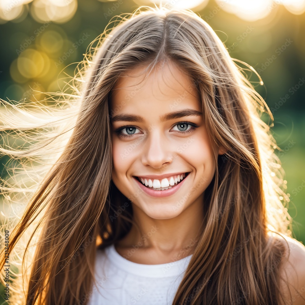 Clouse up portrait of attractive smiling girl Clouse up portrait of attractive smiling girl